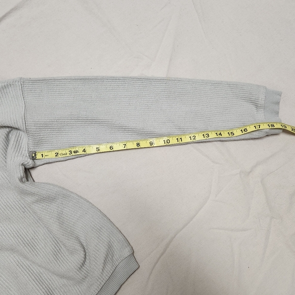 Aerie Womens Sage Pale Green Ribbed Cropped Hooded Pullover Sweatshirt - Picture 5 of 6